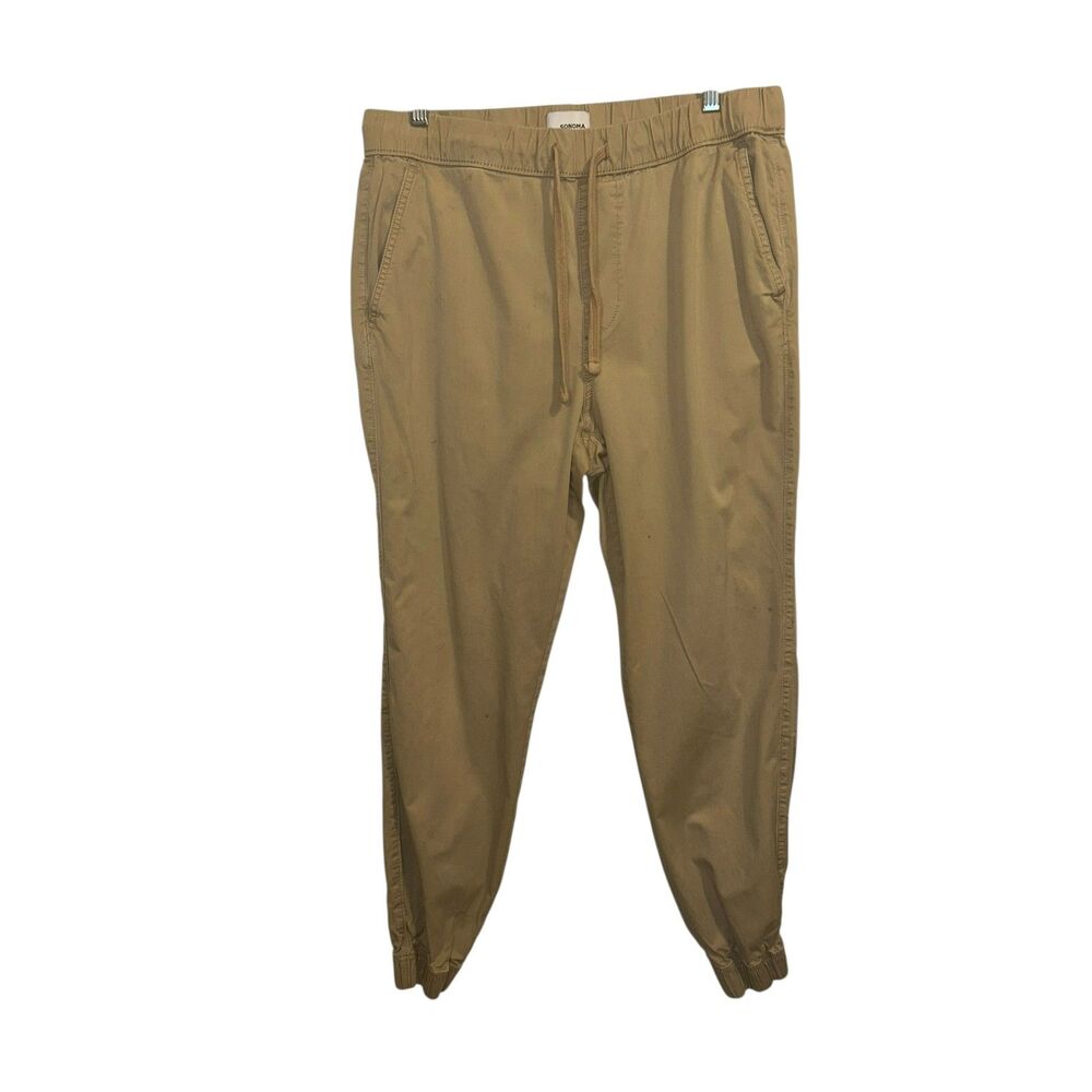 622 Sonoma Khaki Jogger Pants Size M Drawstring Ankle Joggers